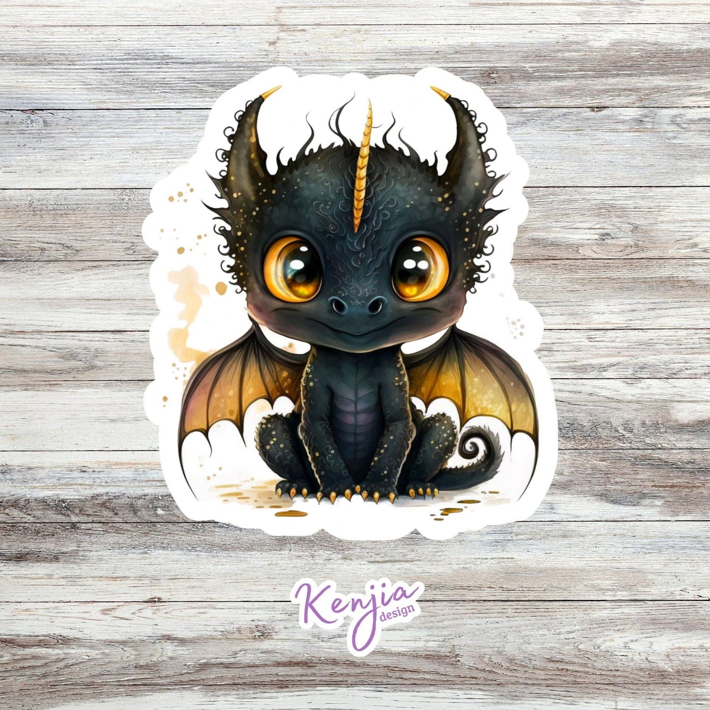 Cute Black Dragon Sticker / Waterproof: Waterproof Matte