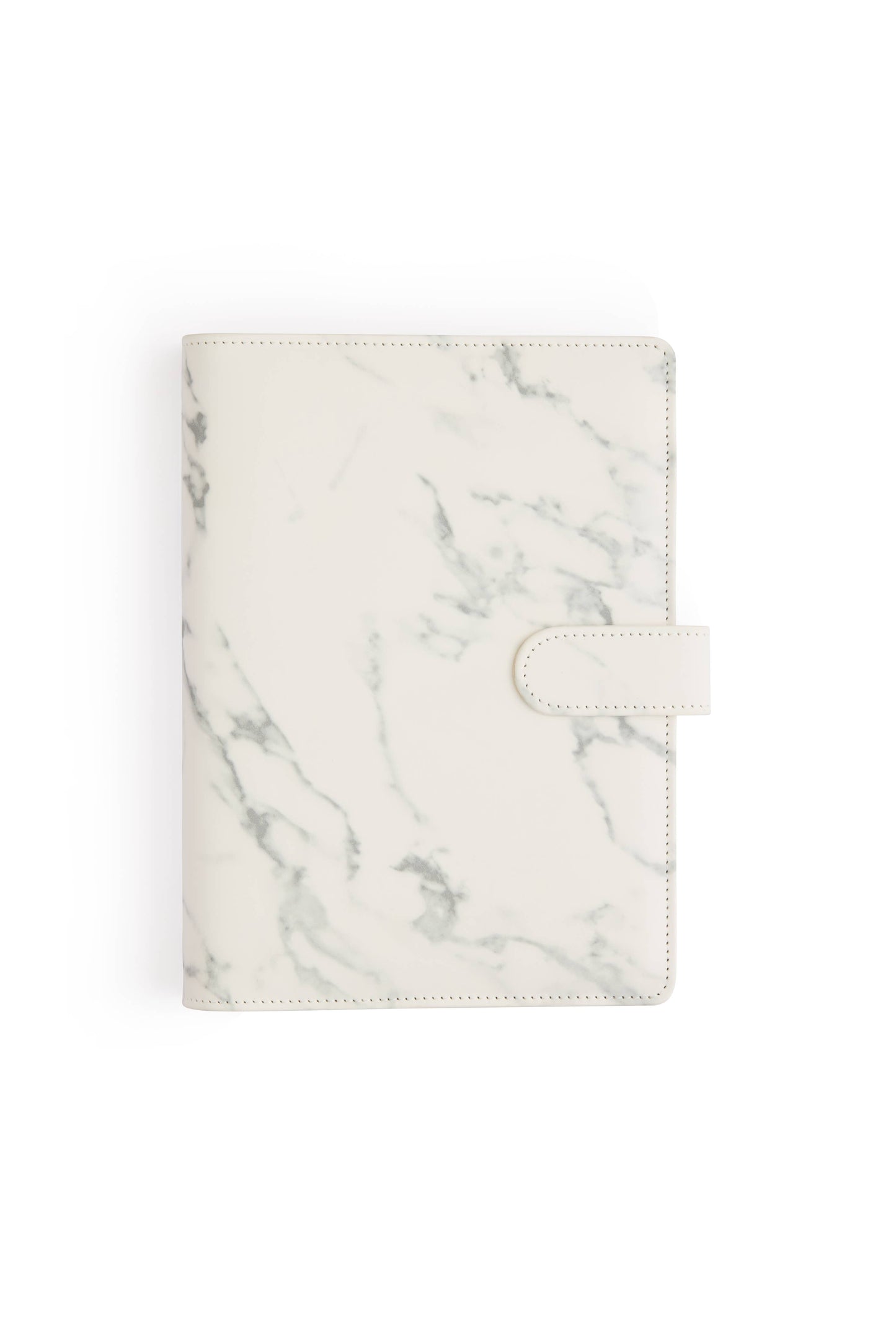 A5 Binder: 6 Hole with Elastic Pen Holder & Magnetic Closure: Marbled white