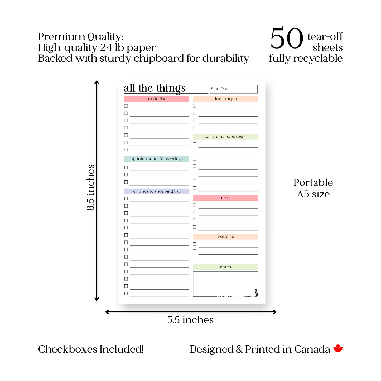 Daily and Weekly To-Do List: 50-Page Notepad