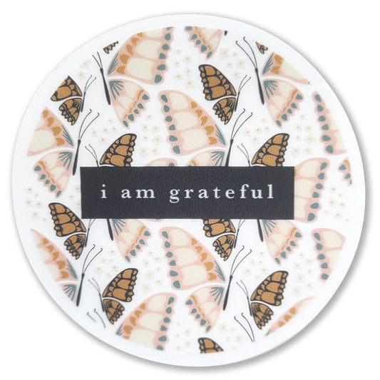 Butterfly 3" Clear Gratitude Sticker