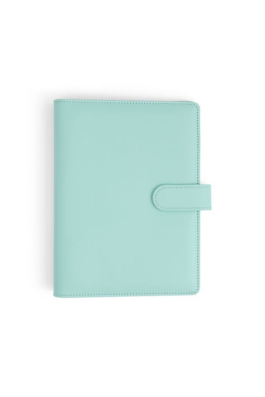 A5 Binder: 6 Hole with Elastic Pen Holder & Magnetic Closure: Mint Green