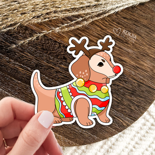 Christmas Dog Stickers / Dog Lover Gift / Cute Puppy Holiday: Matte Stickers 3''