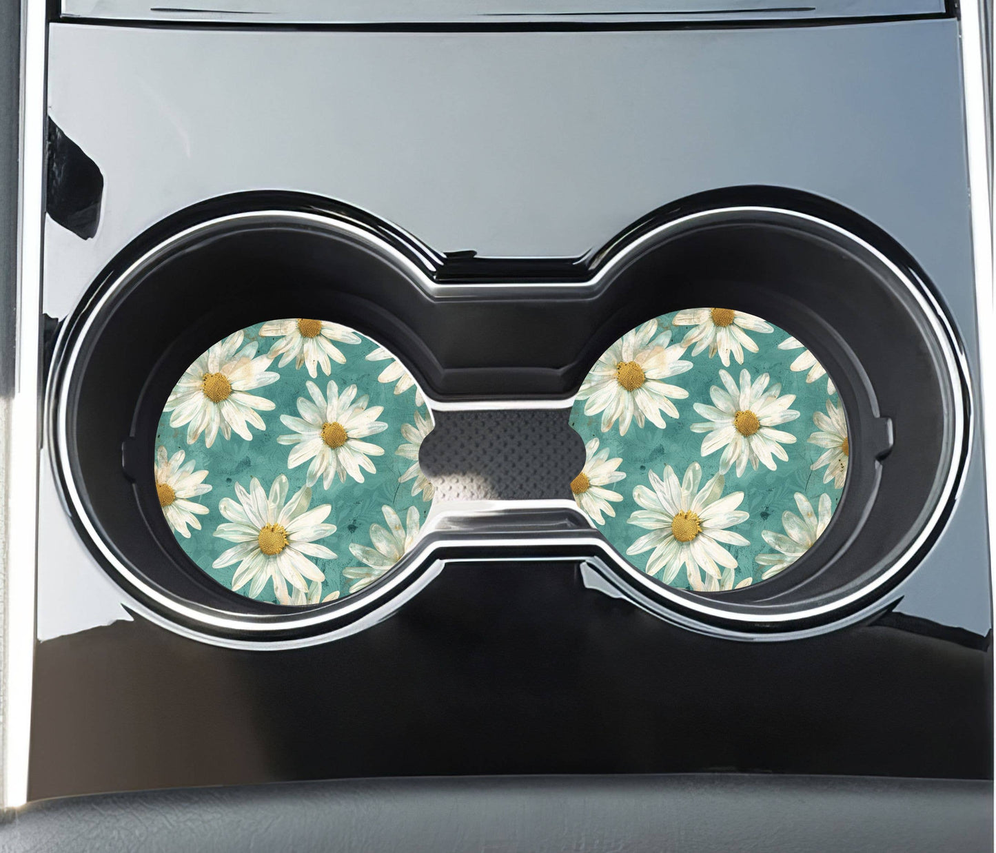 Daisy Flower Car Coasters - Neoprene Set of 2