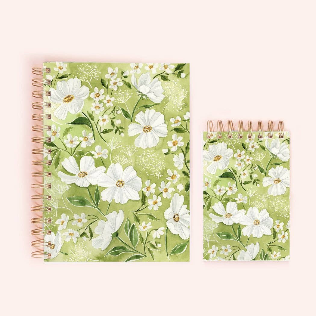 Green Florals Spiral Notepad | 150 Lined Pages