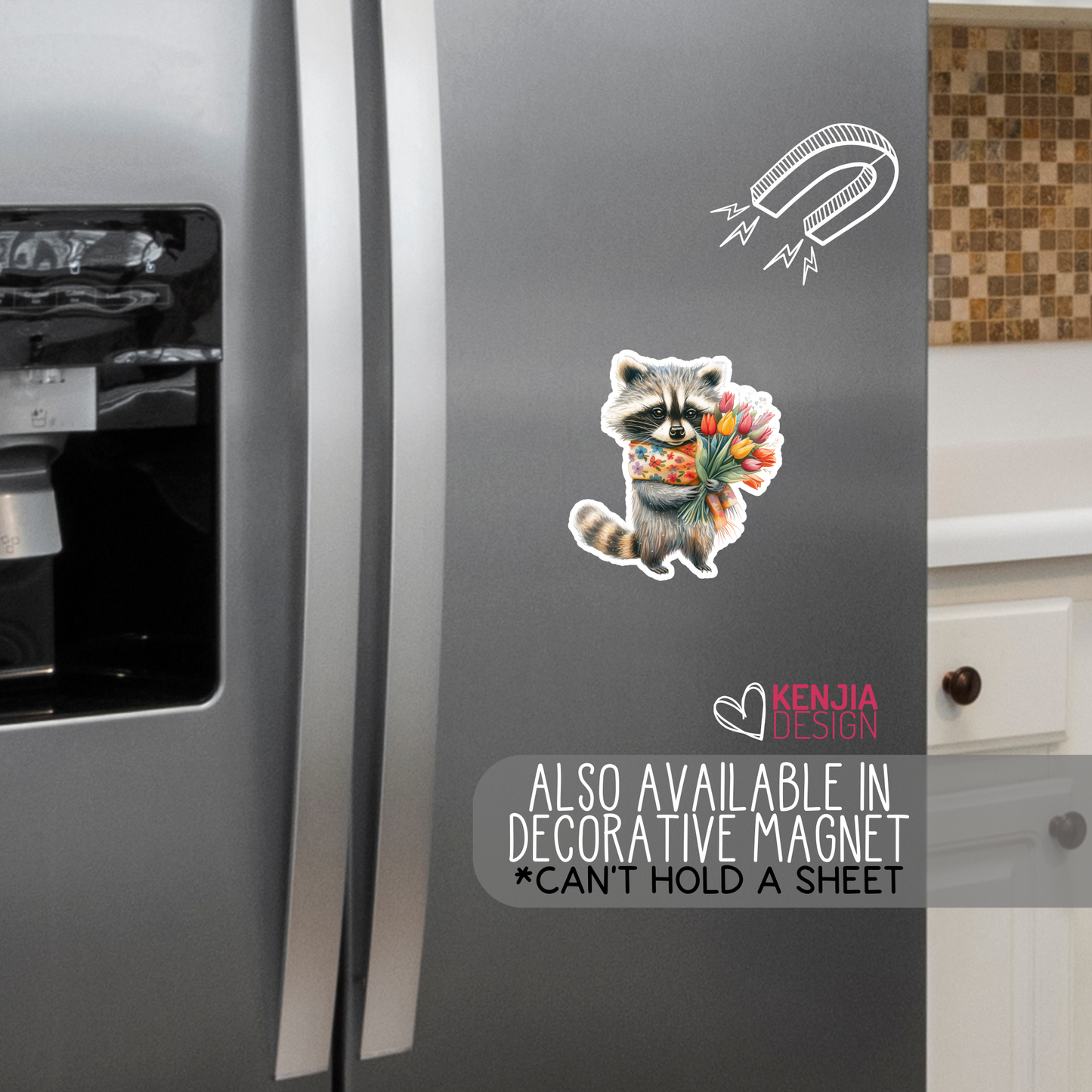 Raccoon With Summer Flowers Stickers & Magnets / Watercolor: Matte Stickers 2''