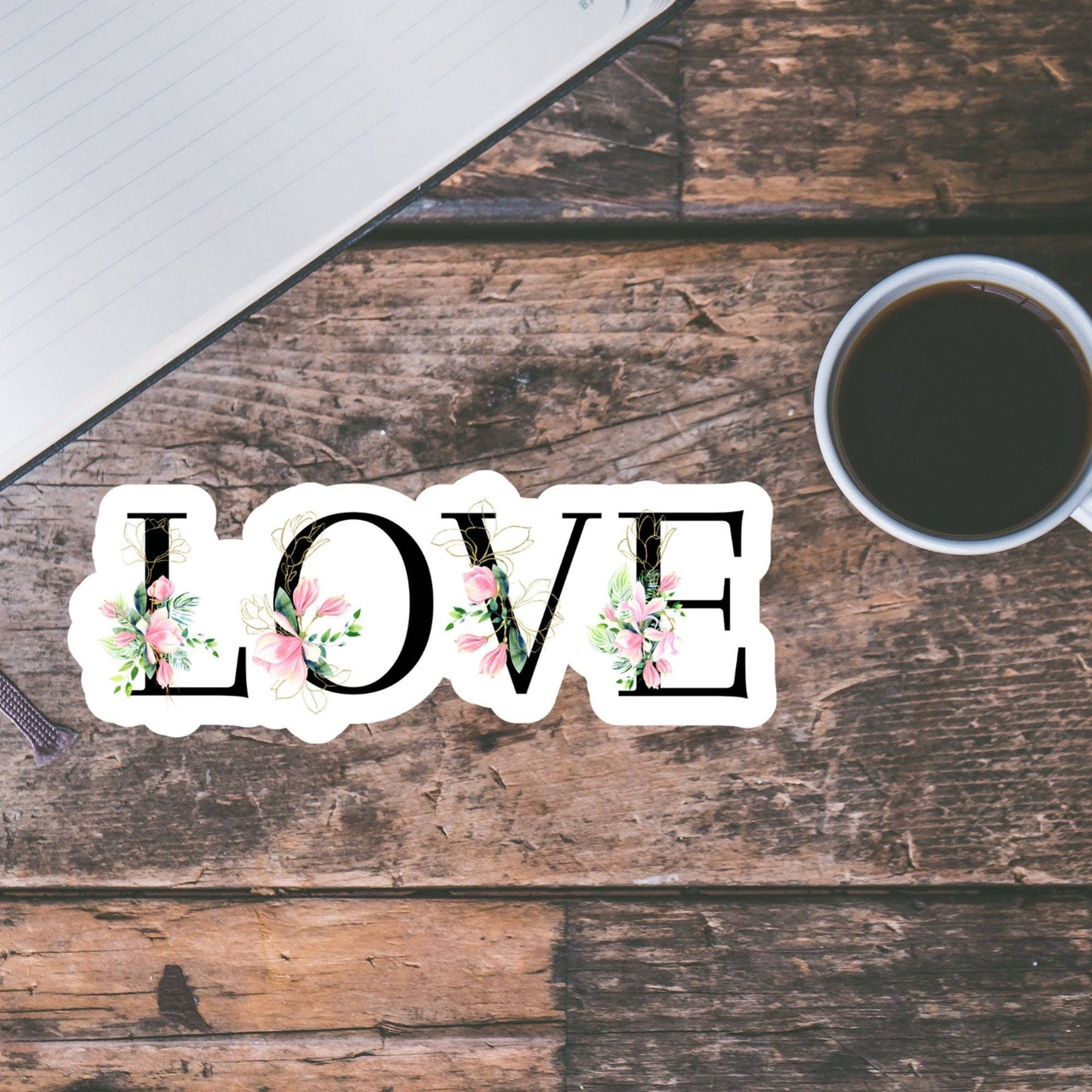 Valentine Love Sticker, Magnolia Floral / Waterproof: Waterproof Matte