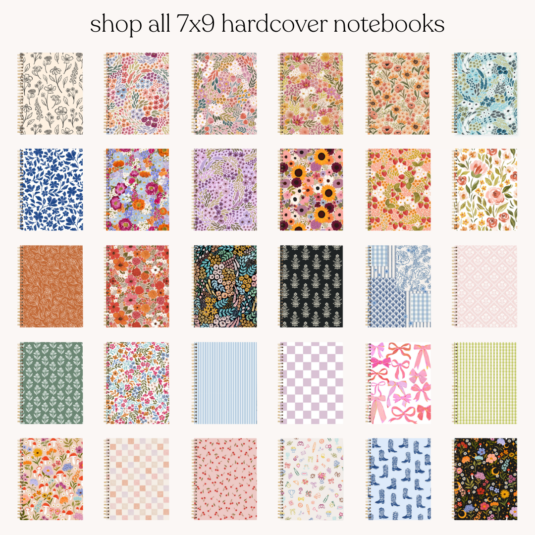 Pressed Floral 7x9 Hardcover Spiral Notebook