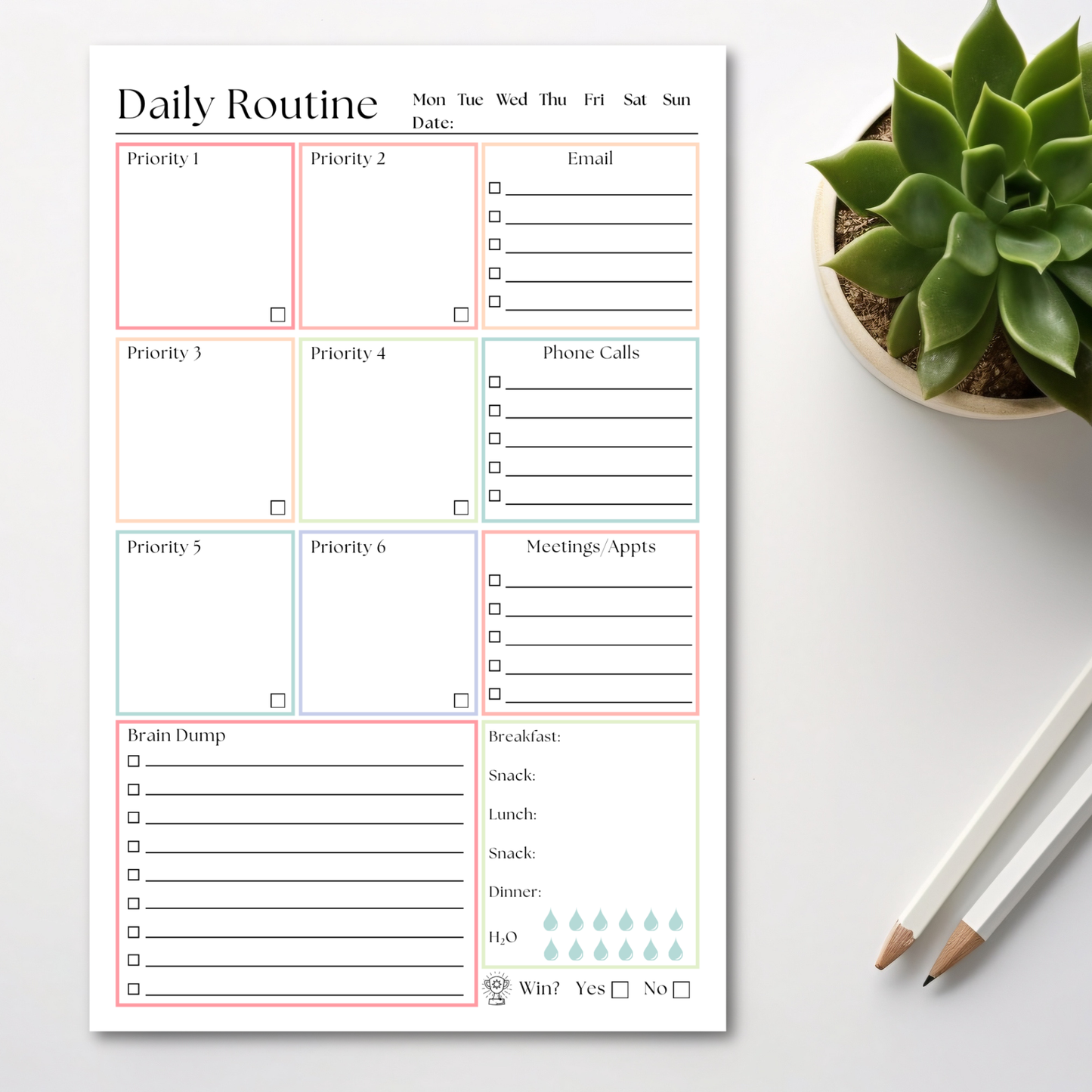 Daily Routine and Priority Planner: 50-Page Tear-Off Notepad