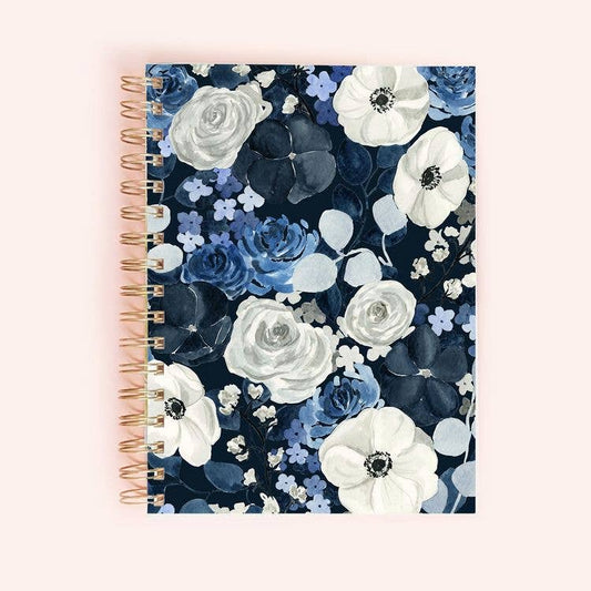 Navy Floral Spiral Notebook | 150 Lined Pages