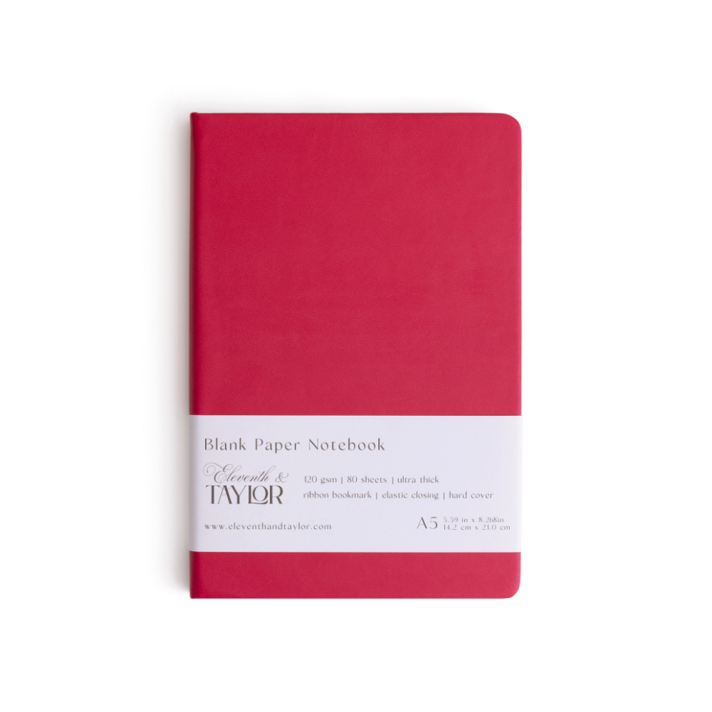 160 Page A5 Blank Journals: 120 GSM Thick Blank Card Stock: Pink
