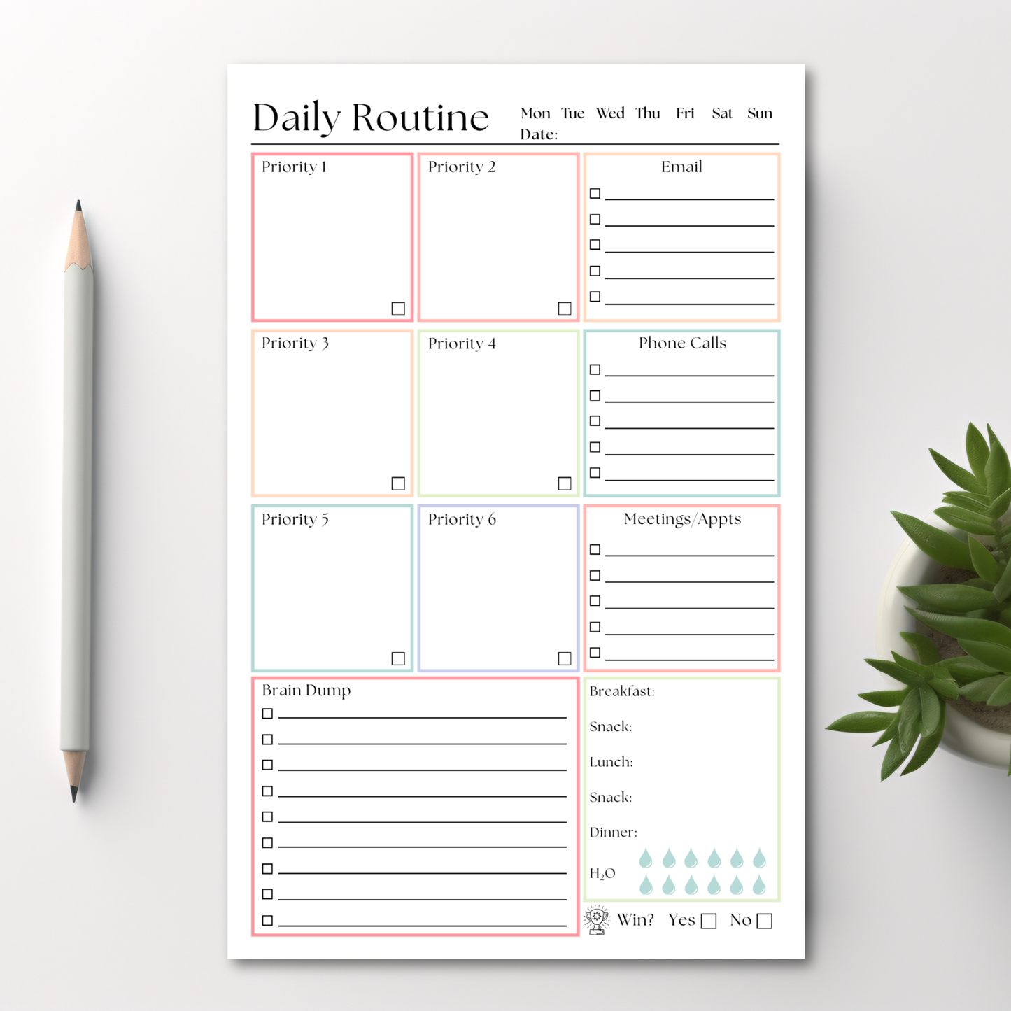 Daily Routine and Priority Planner: 50-Page Tear-Off Notepad